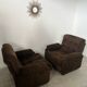 Set of 2 vintage Airborne French design armchairs from the 60s in velvet