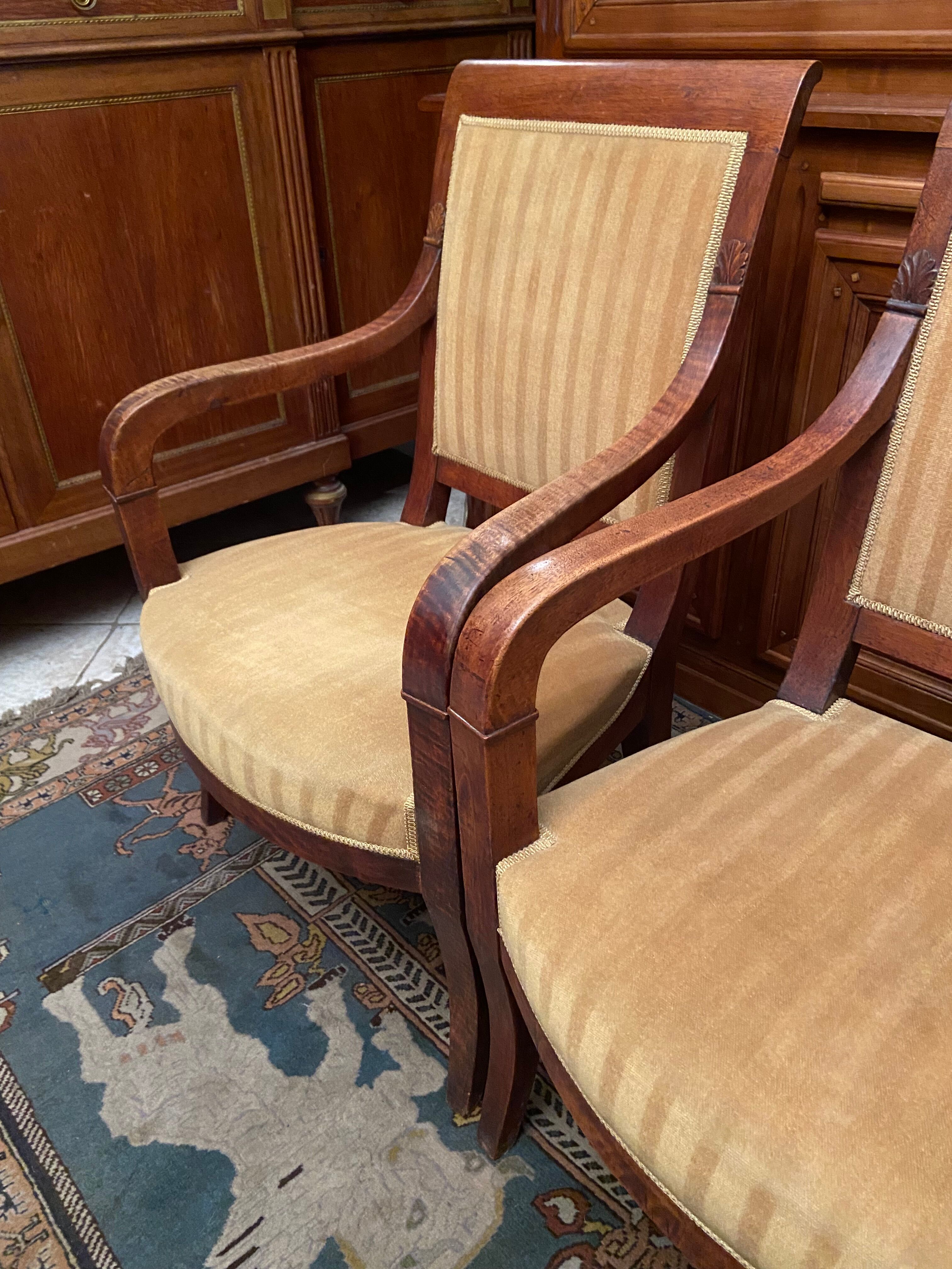 Pair of XIXth armchairs in solid walnut