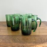 7 mugs en verre soufflé