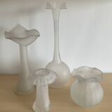 Série 4 vases vintage en verre dépoli