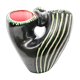 Black and green ceramic basket vase with white stripes from Bauzio in Vallauris, 1957