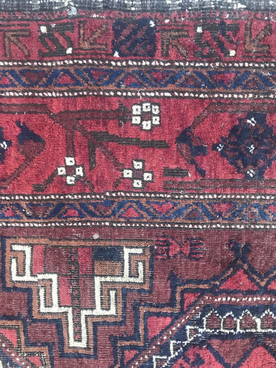 Antique tribal rug turkmen belutch 19th century handmade 104x237 cm