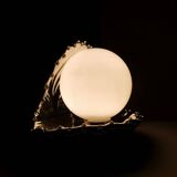 Vintage table lamp in silver ceramic shell 1990