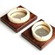 Pair of wooden and bakelite ashtrays with mirrored backs from the 1930s
