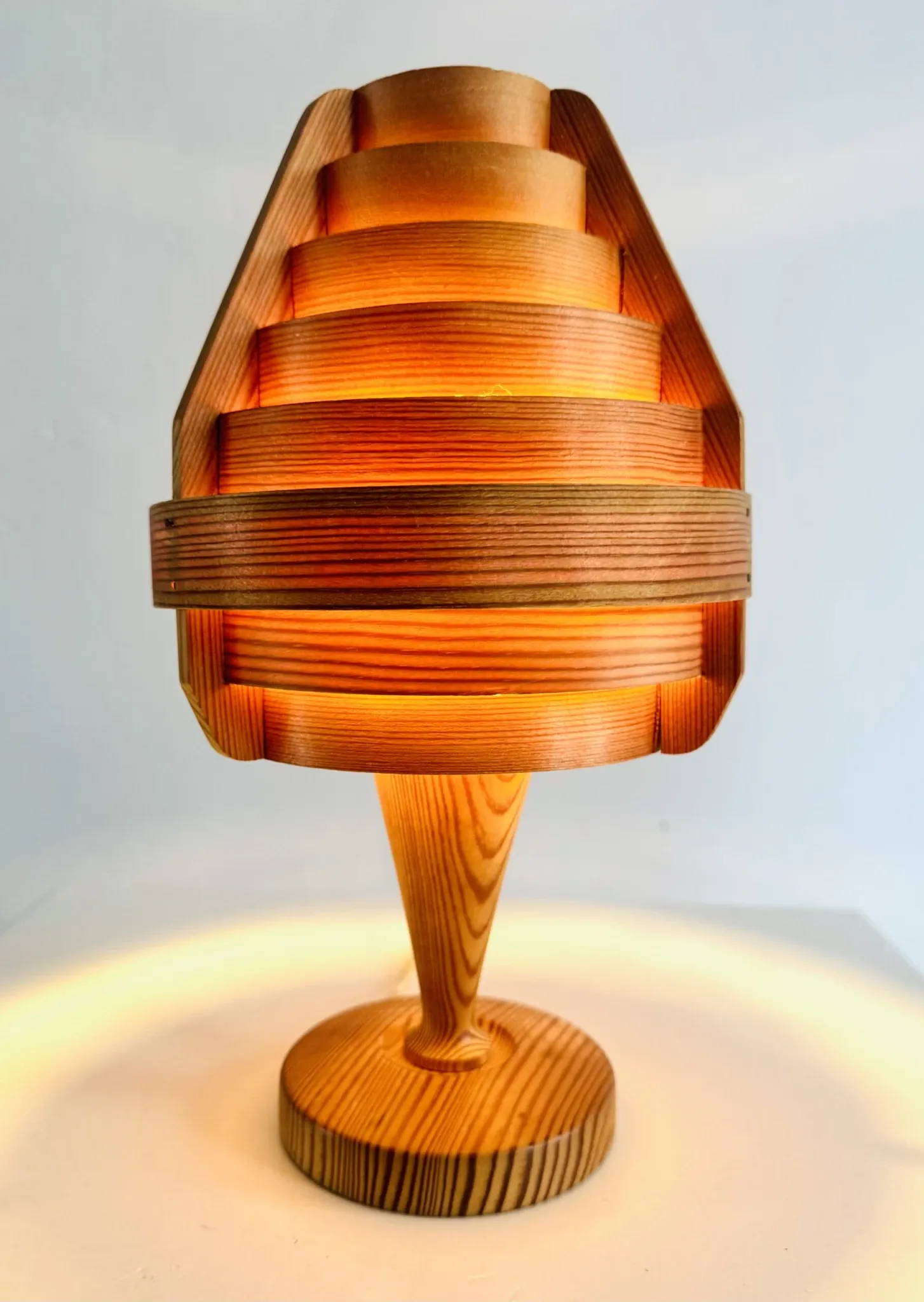 Model B-119/1 Pine Veneer Conical Table Lamp By Hans-Agne Jakobsson For Ab Markaryd, Sweden 1960S