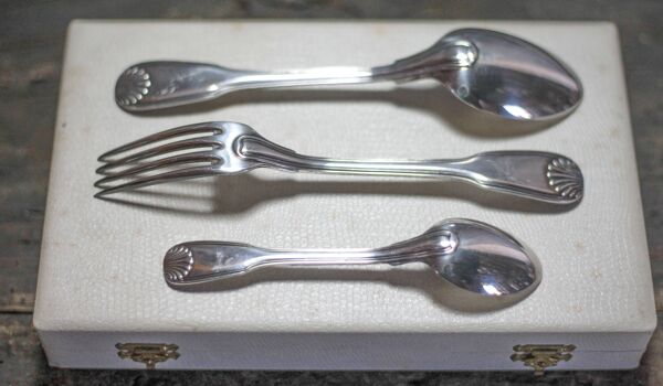 Coffret couverts métal argenté Ercuis, set de couverts, argenterie