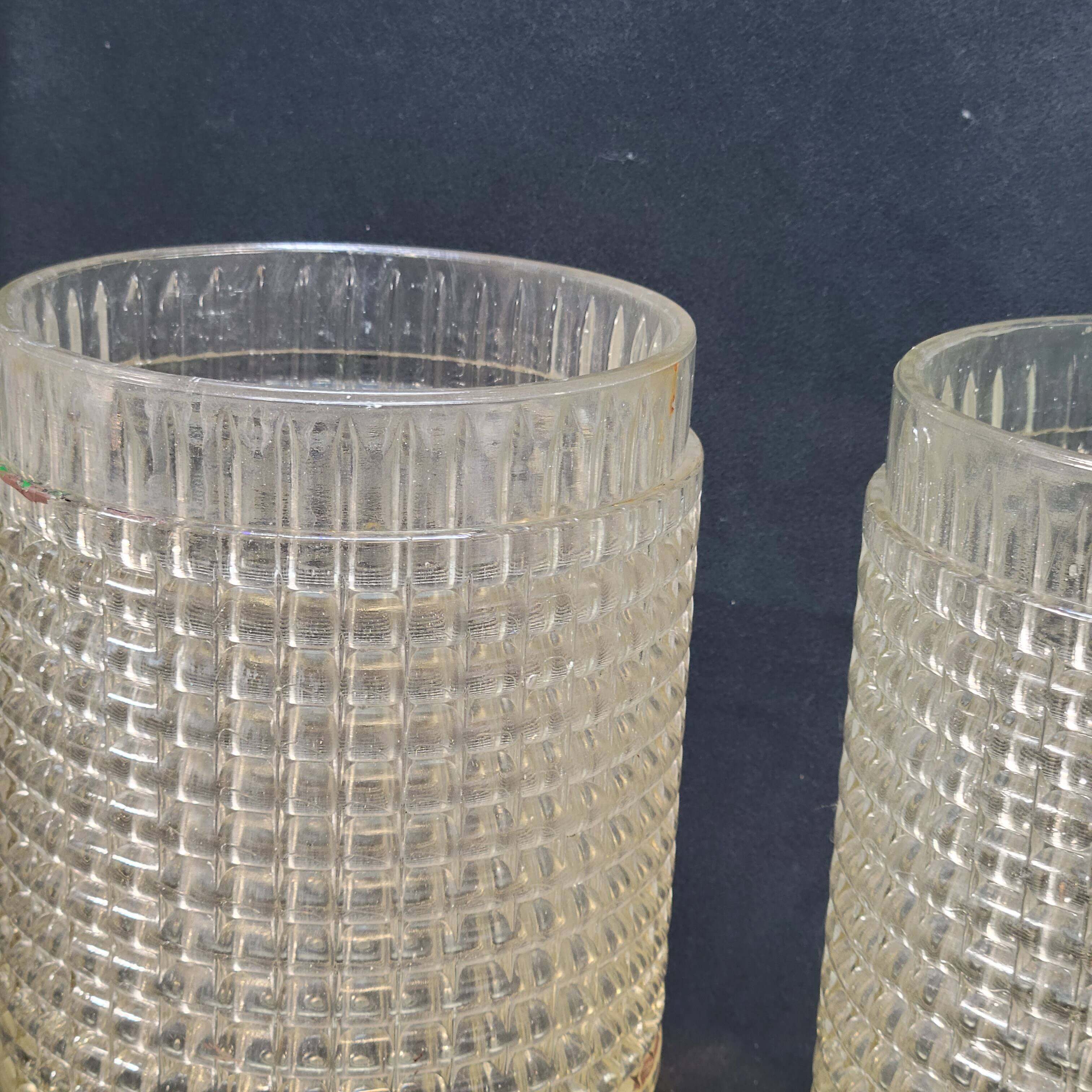 Pair of globe lampshades for wall lamp or lighting lamp in molded pressed glass