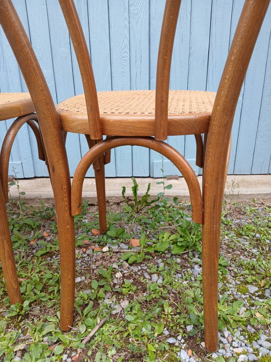 3 antique bistro chairs with canework