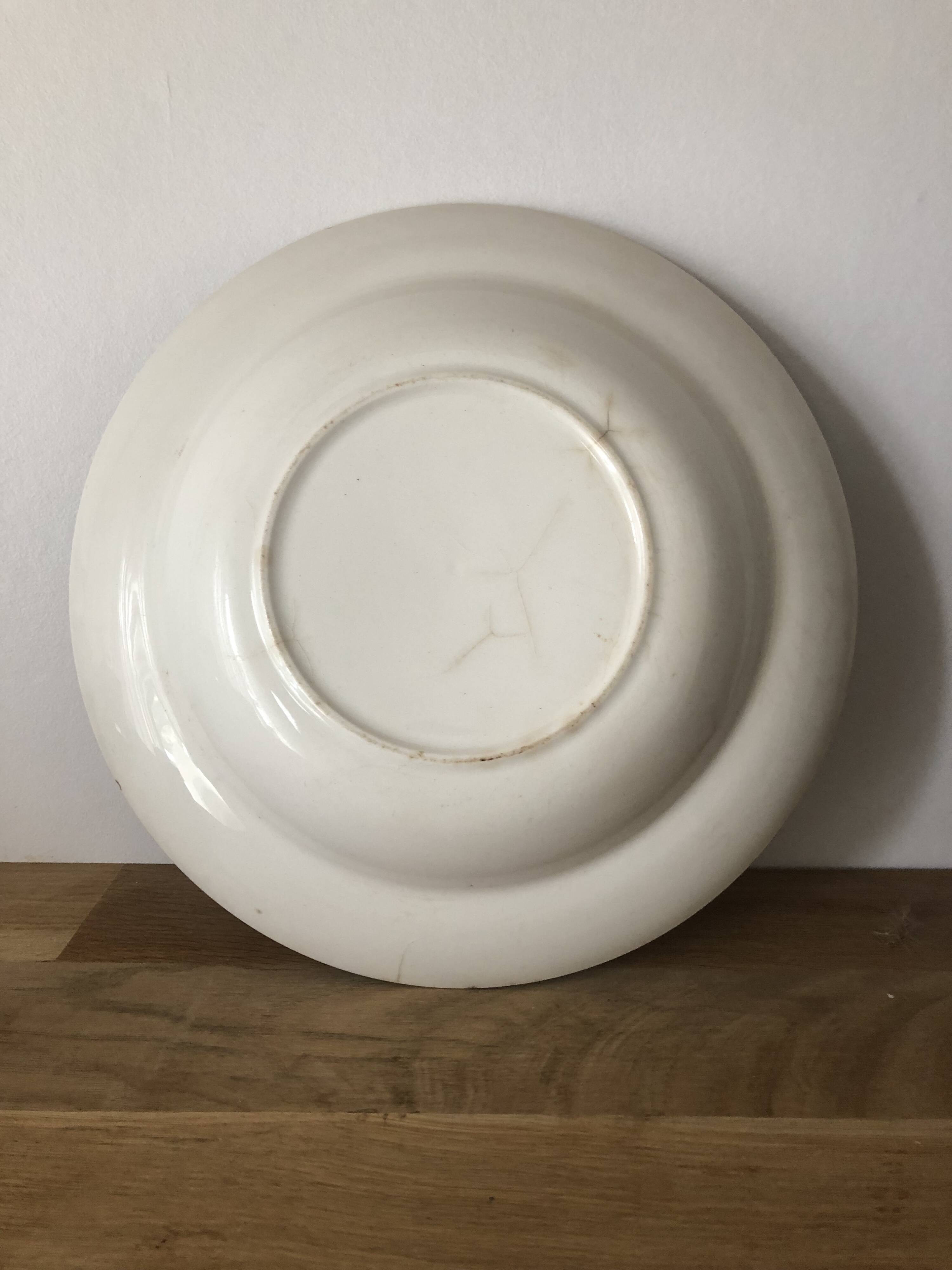 Vintage hollow dish in royal blue arabesque earthenware