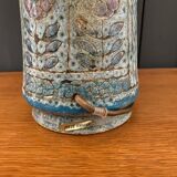 Ceramic lamp unique piece Danuta Le Henaff Larmor mid 20th floral