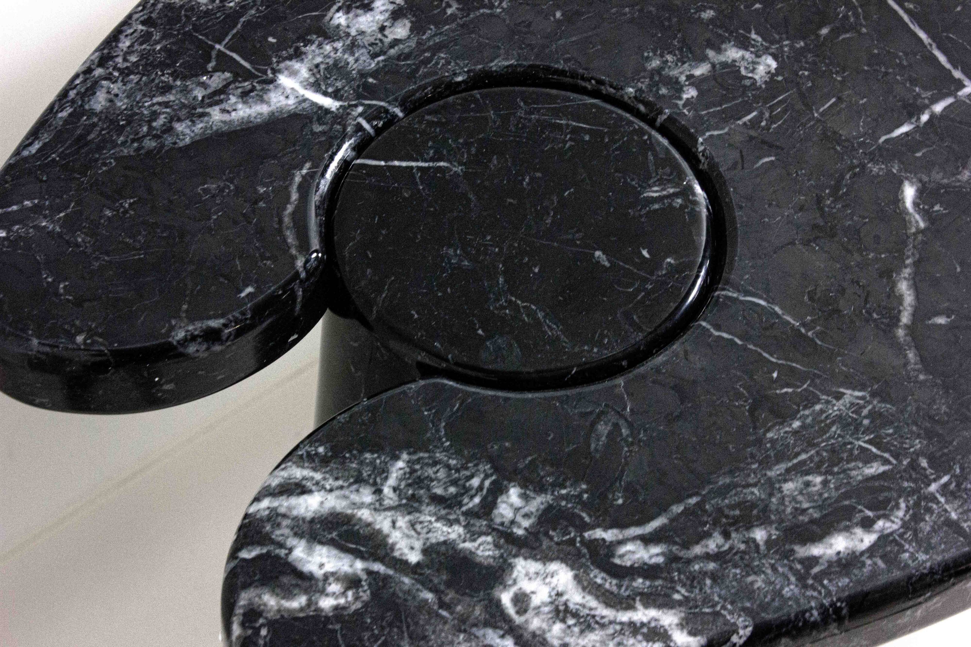 'Eros' console table in black marquina marble by Angelo Mangiarotti