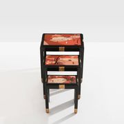 Set de trois tables gigognes décors asiatique bois noirci vers 1920