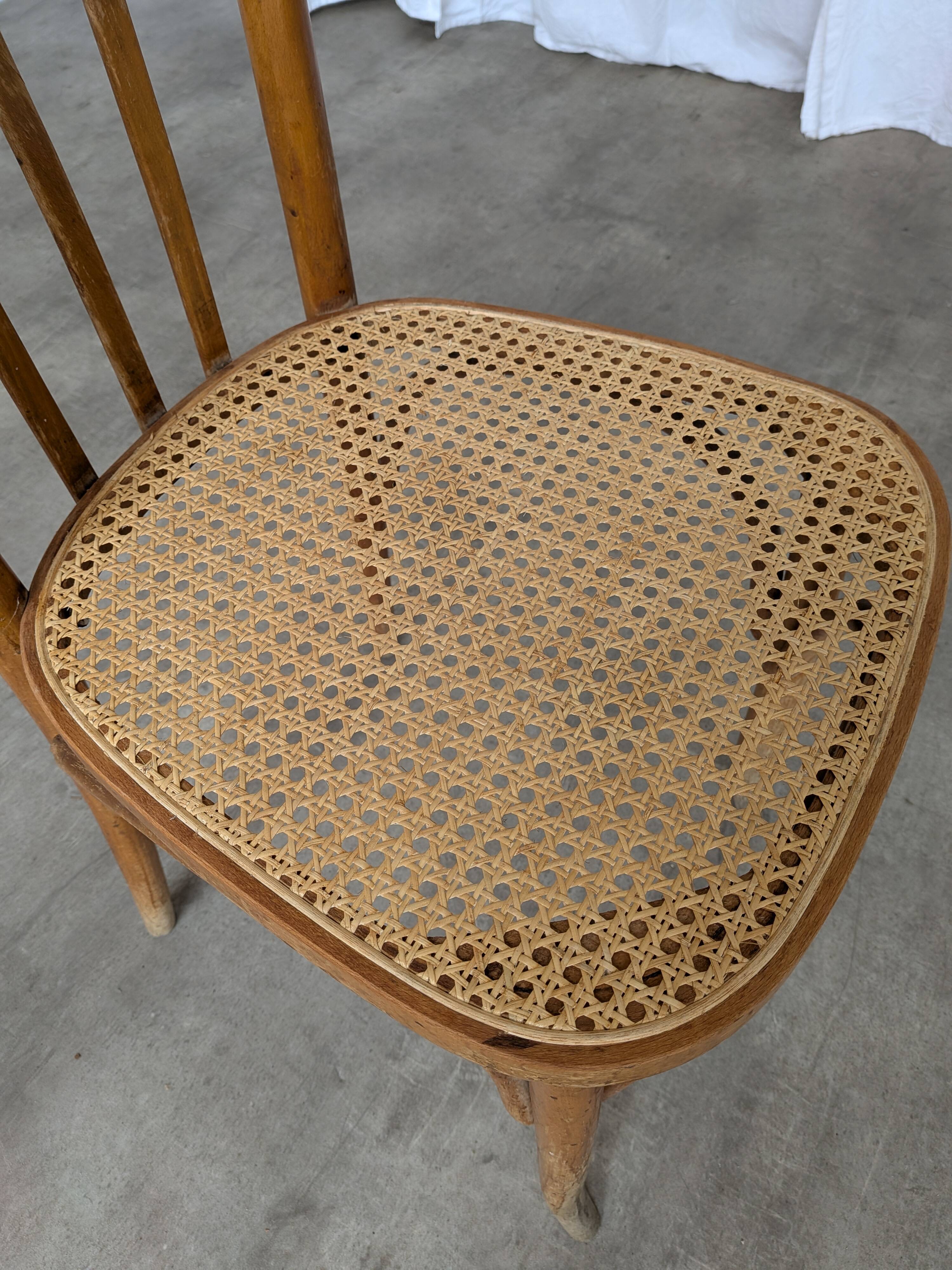 Vintage Cane Seat Dining Chair: 1970s Yugoslavia, Boho Interior