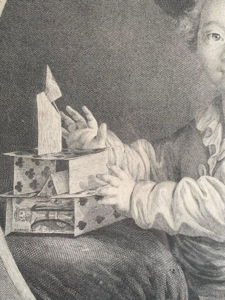 François Hubert Drouais, "young boy playing cards" engraving, eighteenth