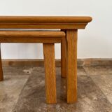 Brutalist mid-century set of oak nesting tables