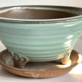 Vintage ceramic tripod pot and saucer