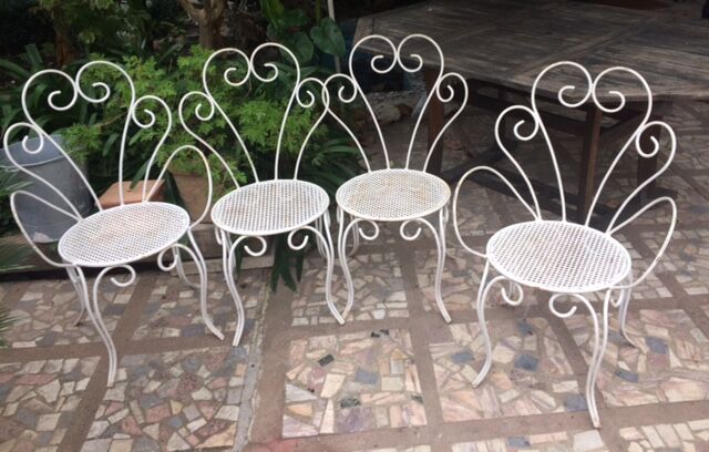 2 armchairs & 2 chairs, wrought iron1950