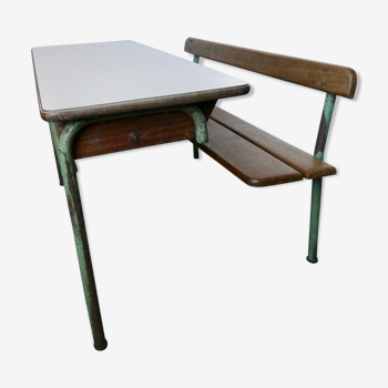 Bureau d'écolier en bois et métal Sambron, années 60