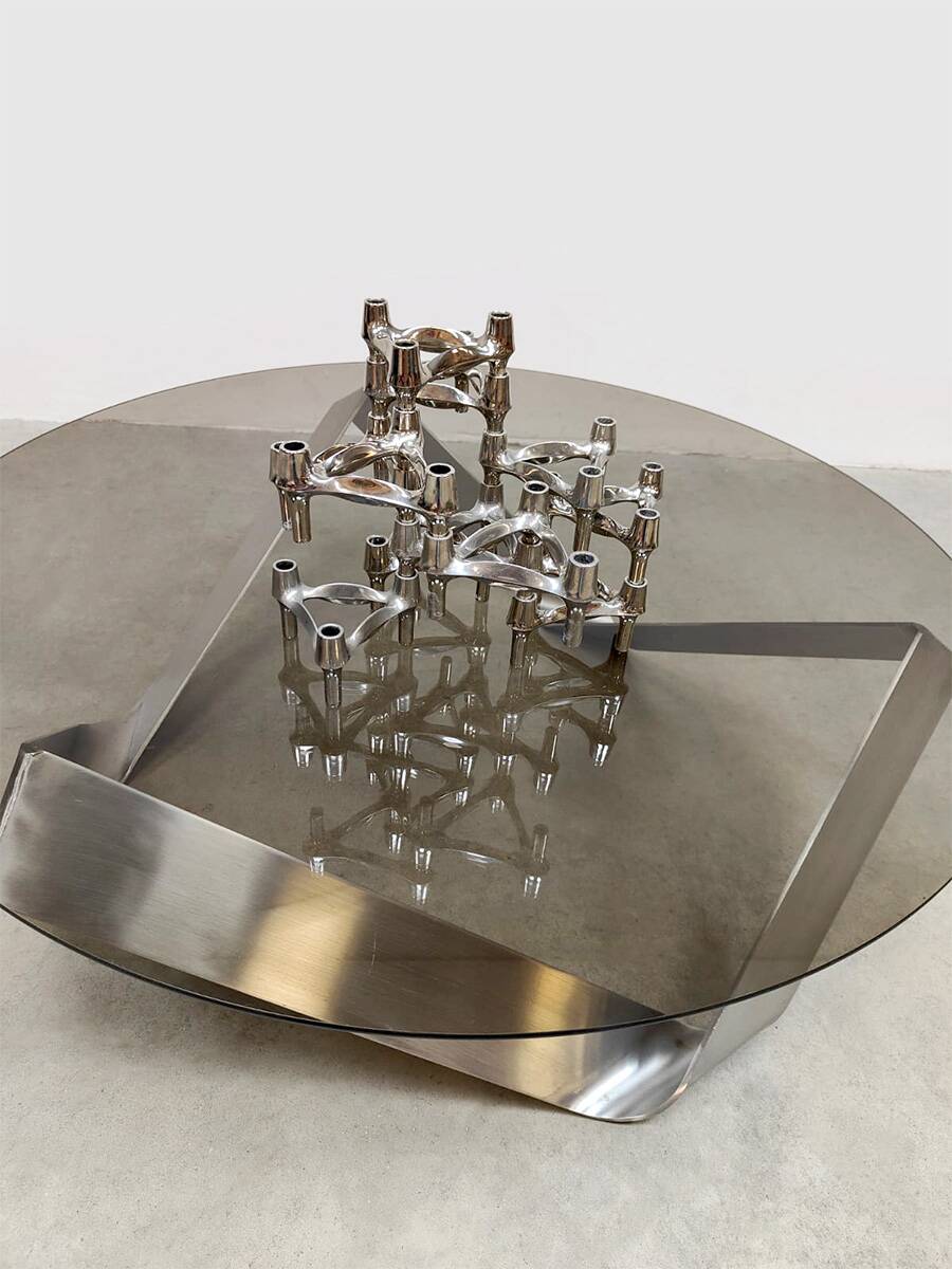 Table basse vintage en verre Knut Hesterberg Ronald Schmitt 1970