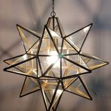 Ceiling light suspended Geometric Star Moravian Star frosted glass