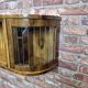Rare 3-Zone Art Deco Walnut Wall Display Cabinet with Slatted Glass Doors
