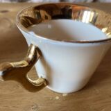 3 espresso cups and their saucers, Limoges porcelain, Magdalithe model, 1950s