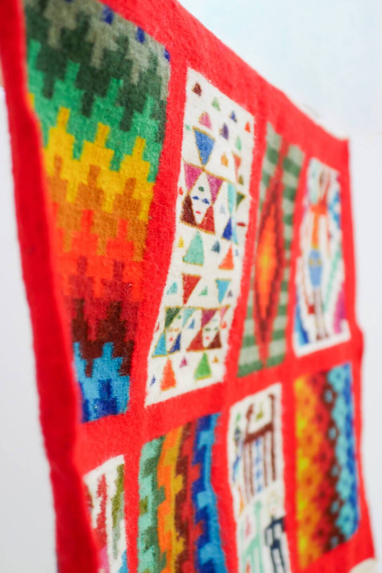 Vintage Berber Kilim, traditional wall tapestry from the popular art of Gafsa