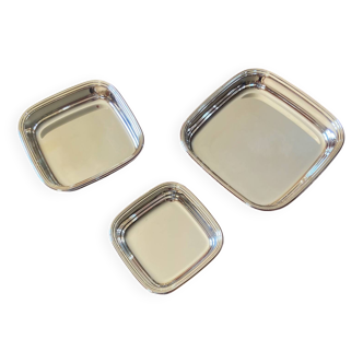 Set of 3 silver metal bowls