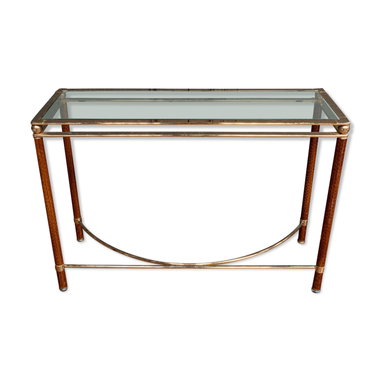 Console Lancel 4 feet 1 tray marbled columns gilded metal
