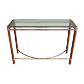 Console Lancel 4 pieds 1 plateau colonnes marbrées métal doré