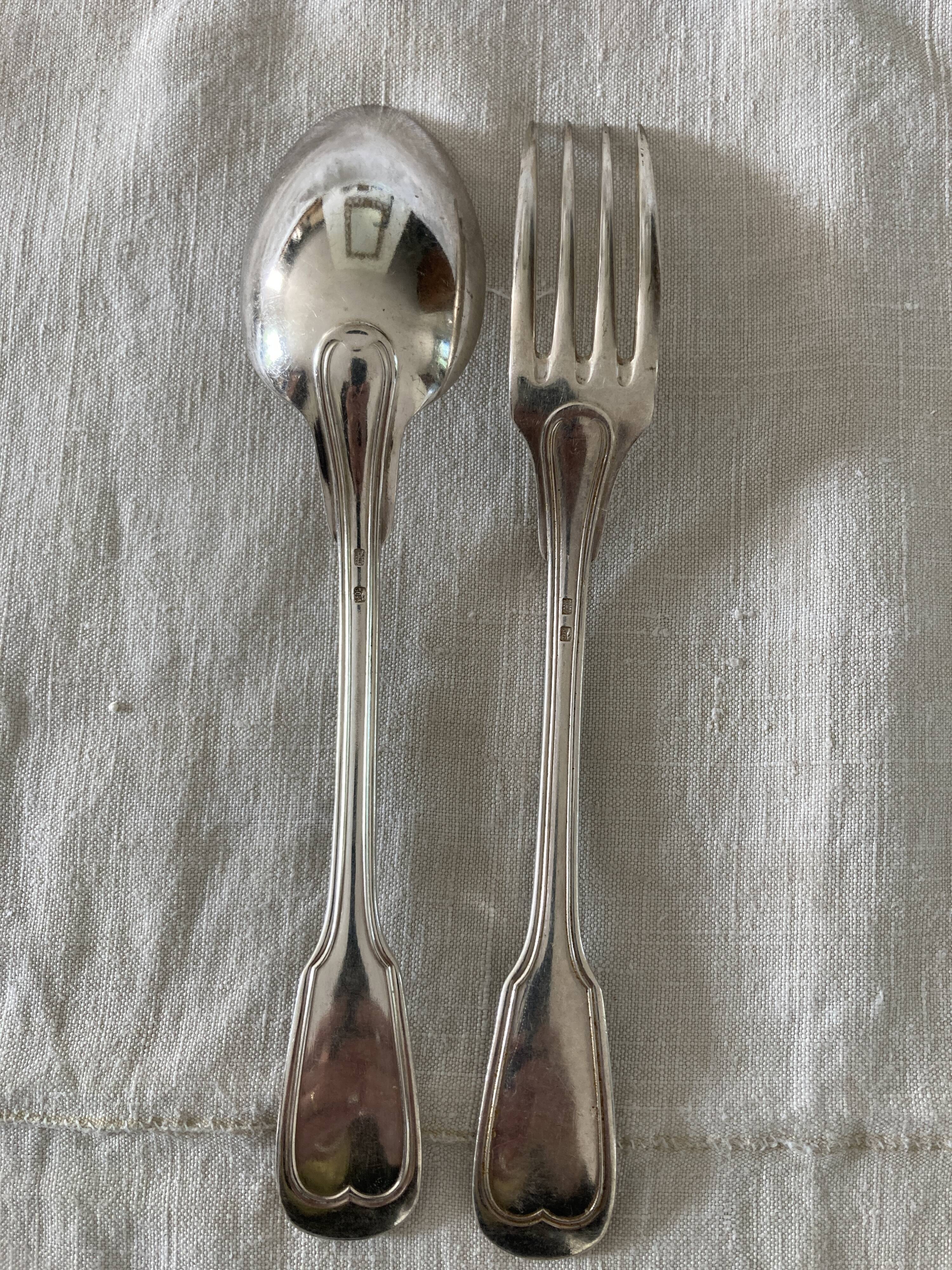 6 silver metal cutlery mesh model