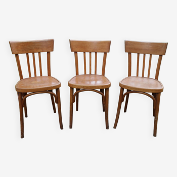 3 chaises de bistrot bois courbé