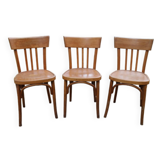 3 chaises de bistrot bois courbé