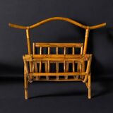 Vintage bamboo and rattan magazine rack