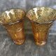 2 moulded pressed glass vases