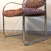 Vintage Strafor armchair in chrome tubular steel – organic fabric