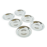 Set of 6 chrome metal coasters, Design, 1970