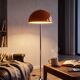 Lampadaire vintage chromé avec abat-jour orange