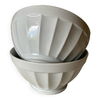 Large vintage white faceted Limoges porcelain bowls