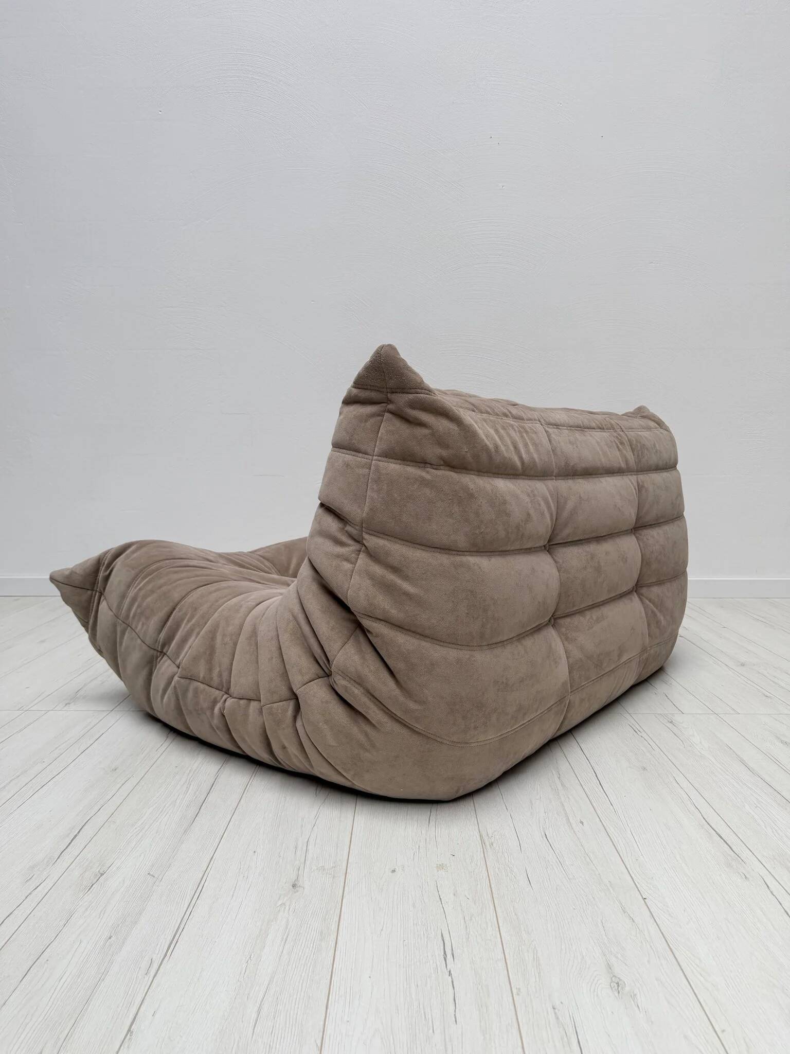 1990s vintage original taupe Alcantara Togo 2-seater by Michel Ducaroy for Ligne Roset