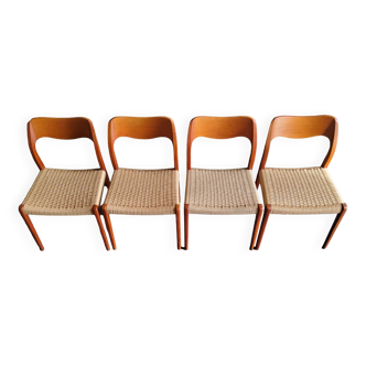 4 Niels Otto Møller model 71 chairs, Denmark 1950