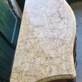 ROSEWOOD COMMODE WITH 2 DRAWERS AND OCHRE MARBLE TOP