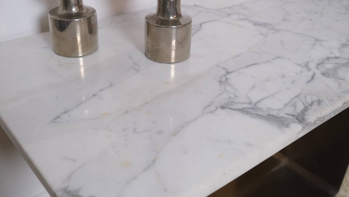 70s marble and aluminum coffee table