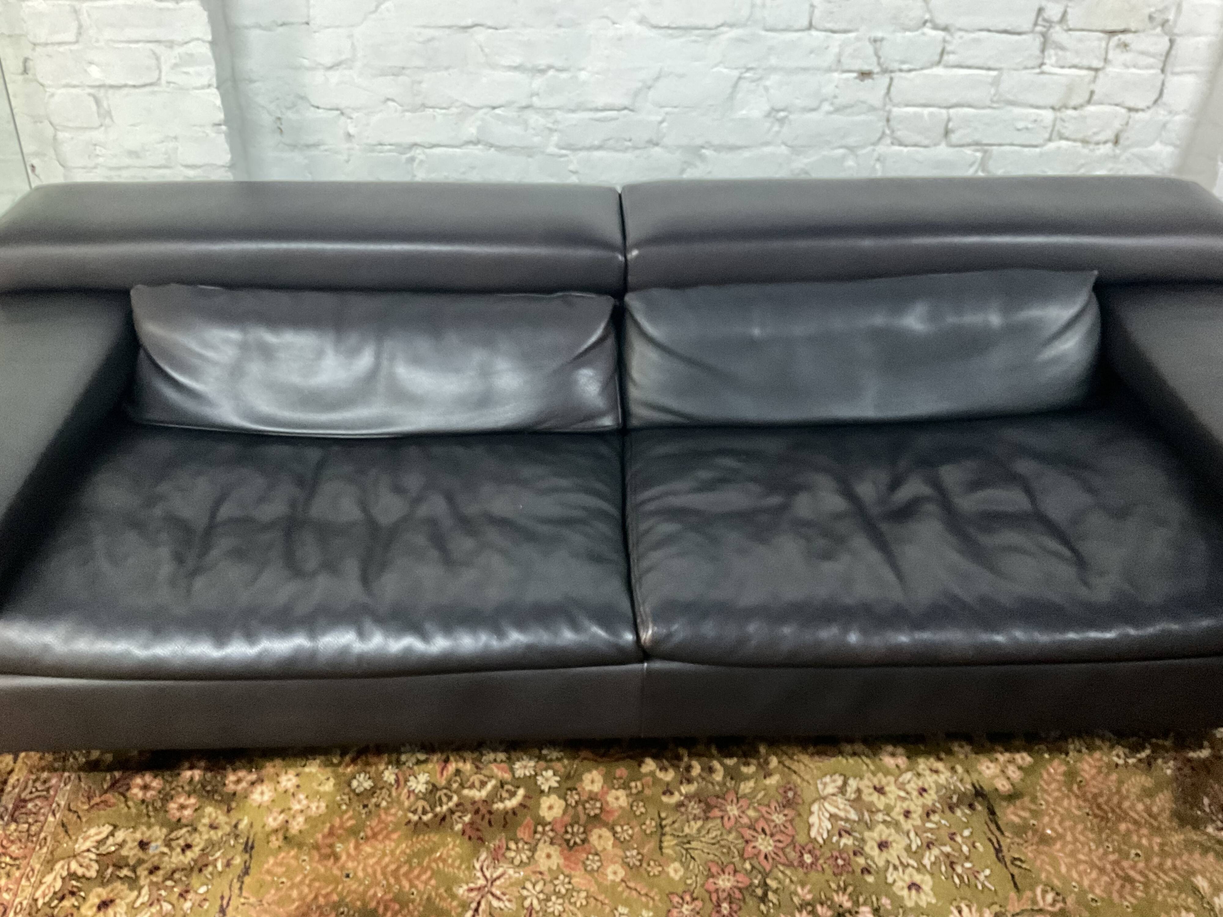 Jori designer sofa in brown leather 3 seats