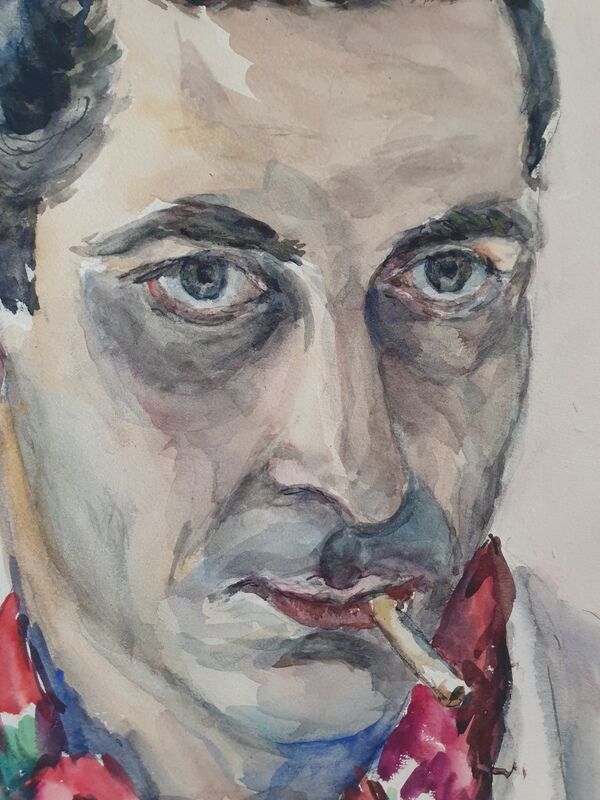 André Duculty (1912-1990) Watercolor on paper "Portrait of Man" Signed lower right and dated