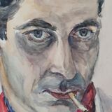 André Duculty (1912-1990) Watercolor on paper "Portrait of Man" Signed lower right and dated