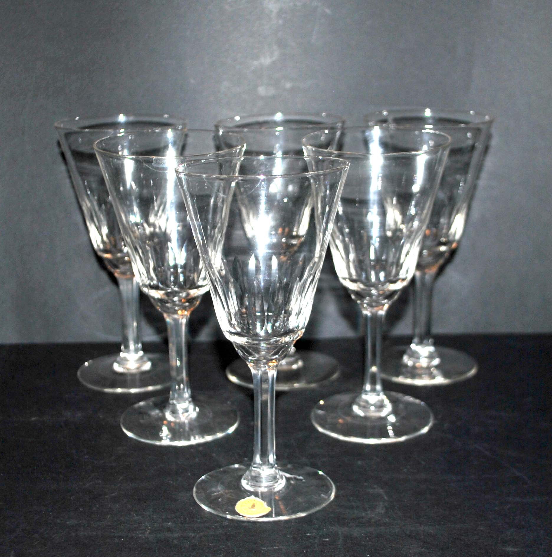 Meisenthal, series of 6 carved glasses