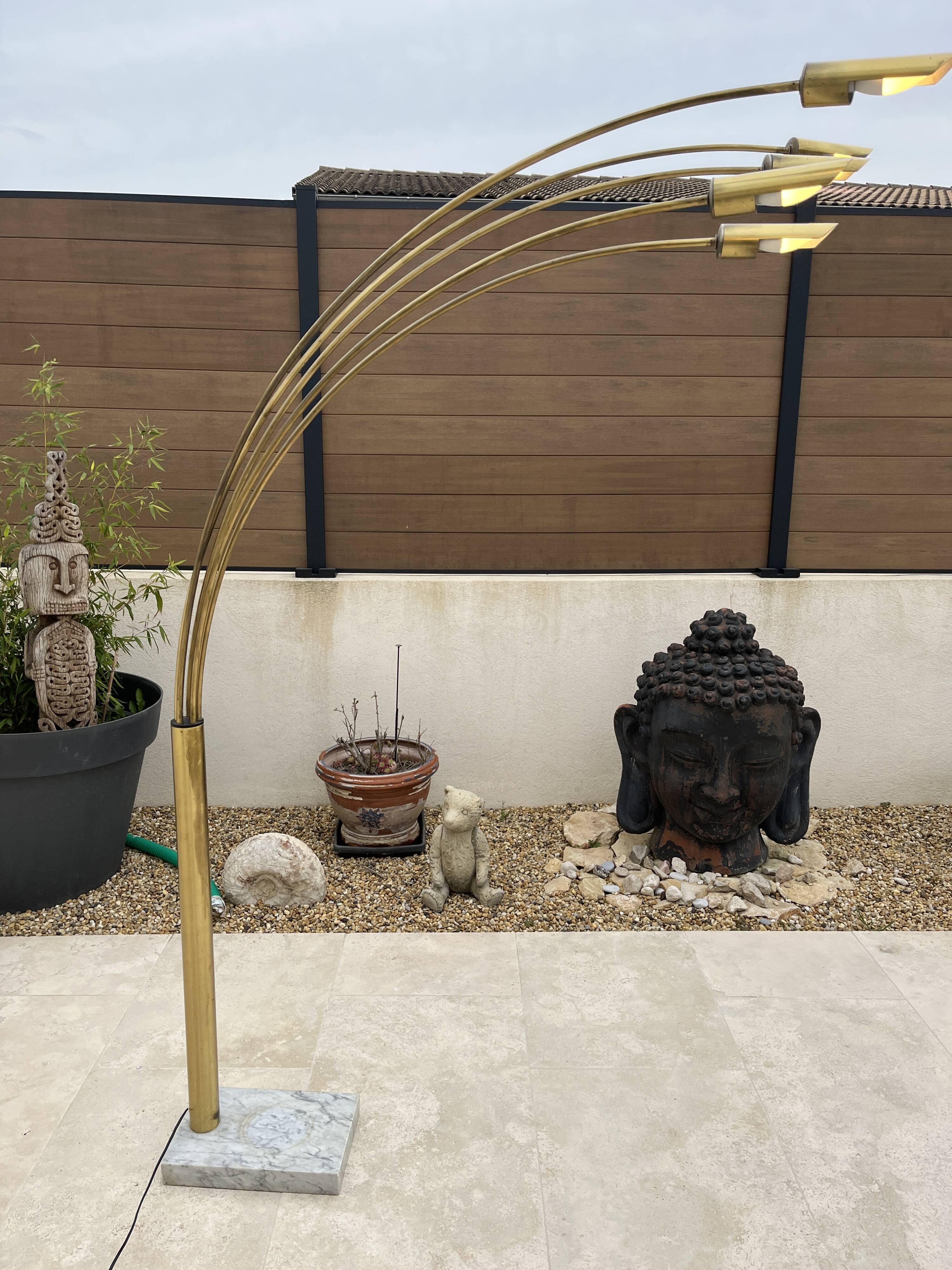 5-light gold floor lamp, 70s design