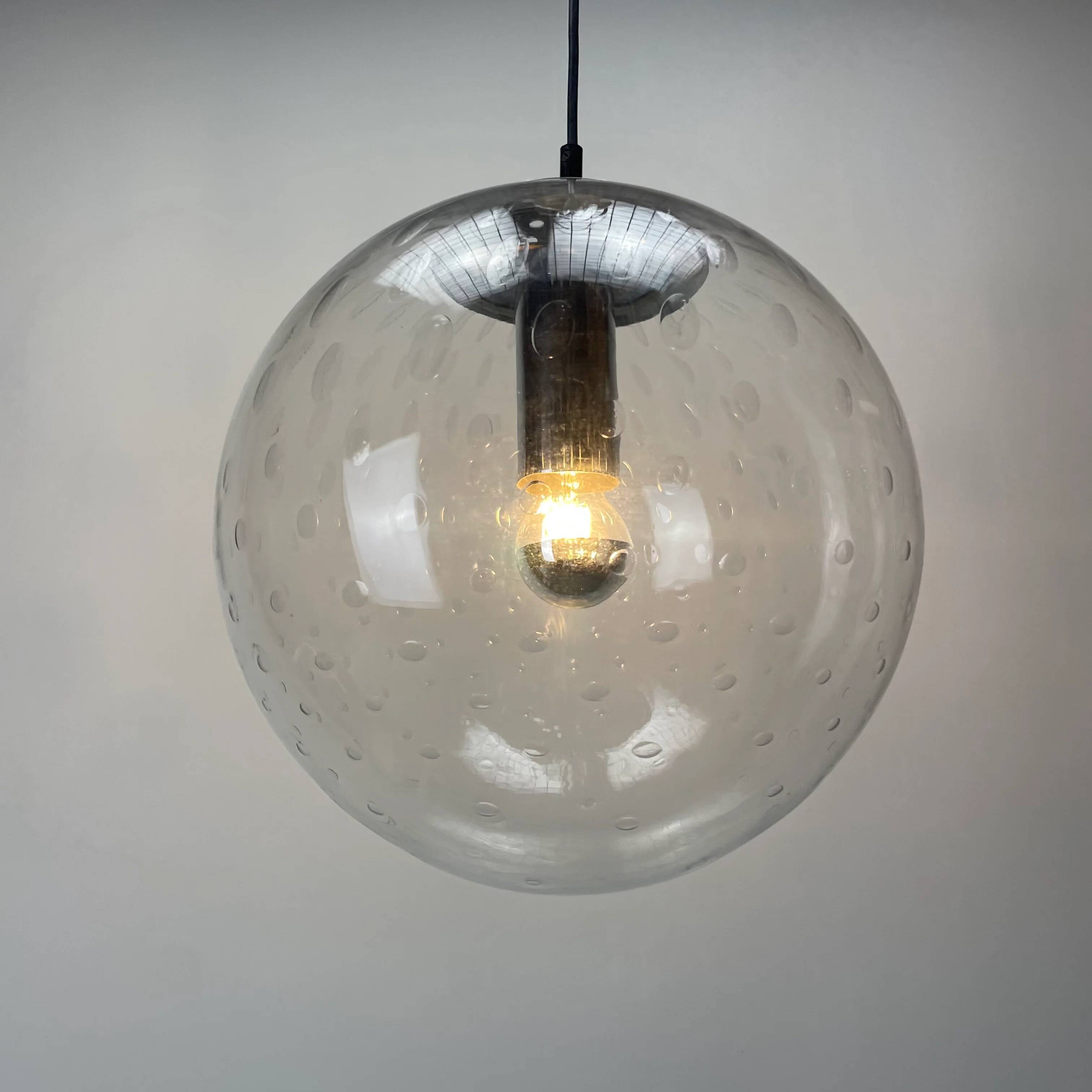 Set of 3 bubble glass pendant lamps by RAAK Amsterdam 1960