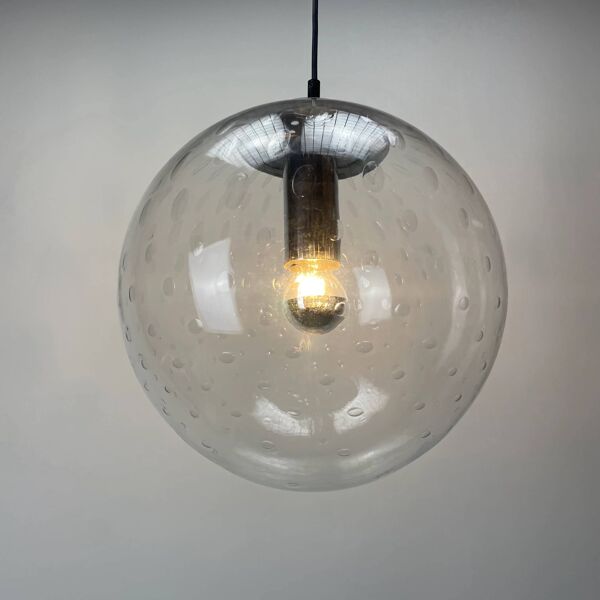 Ensemble de 3 lampes pendantes en verre à bulles par RAAK Amsterdam 1960